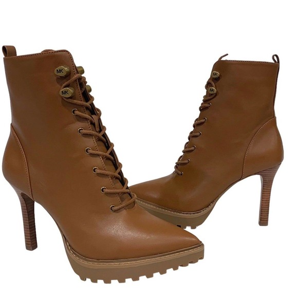 Michael Kors Shoes - Michael Kors | Boots Kyle Lace Up Booties Leather Pointed Toe NEW